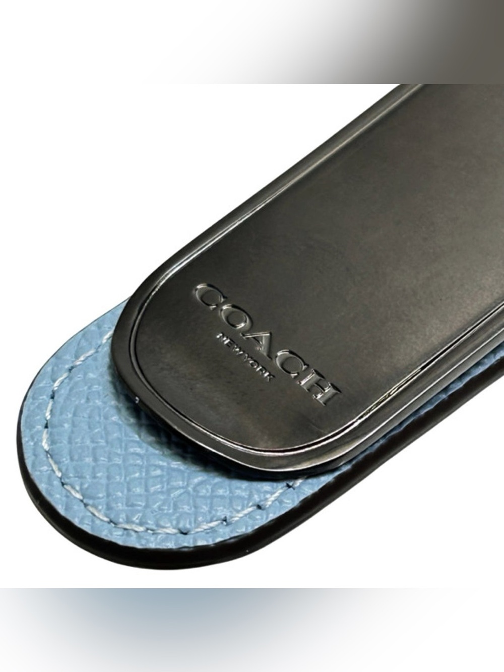 Coach Light Blue Leather Money Clip NWOT